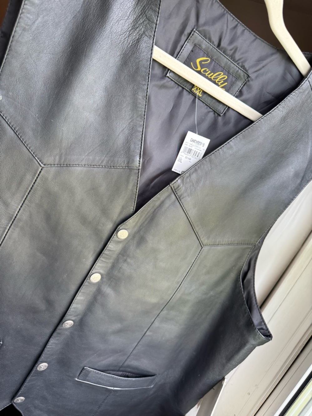 Scully Black Leather Snap Vest…biker, motorcycle,